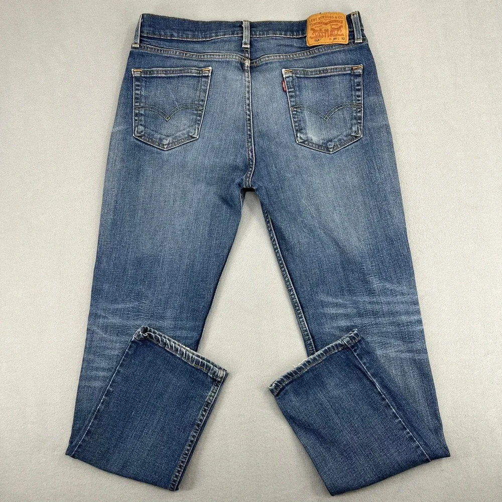Levis 514 Mens Straight Fit Jeans Medium Wash Blue Denim Size 34 - Picture 12 of 16